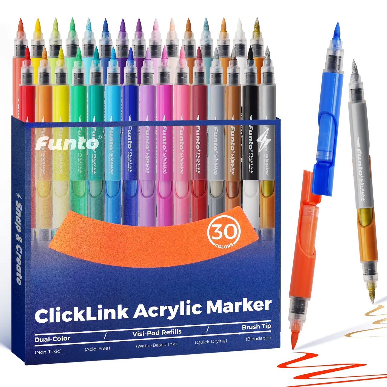 Funto ClickLink 雙色壓克力彩繪筆 30色組